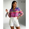 Spring and autumn elegant long-sleeve shirt, printed lapel button-up cardigan women's top