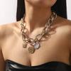 Chains Round Coin Pendant Necklace for Women Holiday Party Jewelry Holiday Gifts