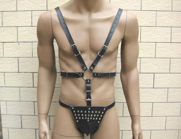 Men's PU Leather Bondage Lingerie Pants Adjustable Sexy Harness Belts Adult Games Restraint Flirting Sex Toys for Gay Men