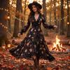 Women's Vintage Rose Print Wrap Dress with Ruched Waist and Lace Trim for Casual Wear