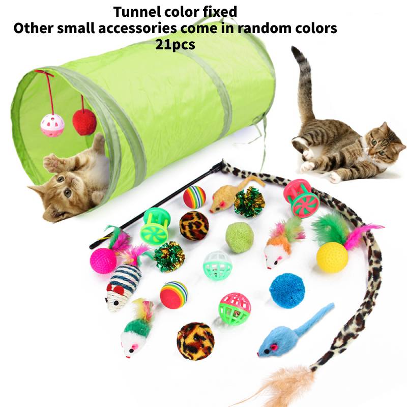 Pet Set Toy Indoor Tunnel Cave Cat Stick Fake Mouse Ball Interactive Supplie