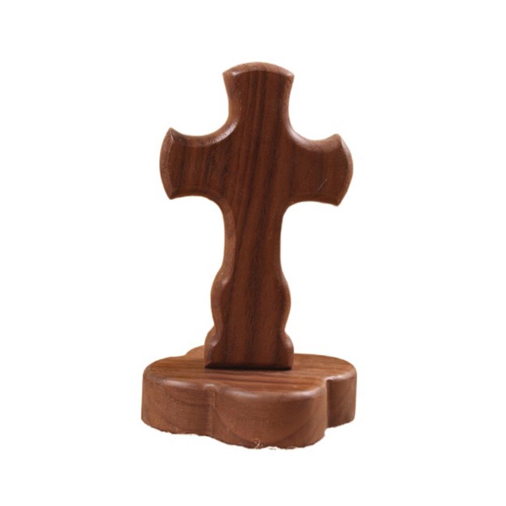 Standing Wooden Crosses Vintage Crucifix Sculpture Art Religious Crosses Ornament  Easters Faith