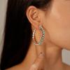 Blue Stone Geometric Round Silver Needle Earrings Fashion Personalized Earrings