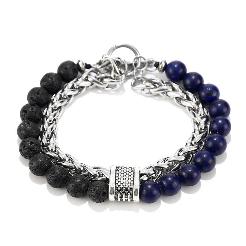 Natural Stone Mens Bracelet With Geometric Design For Travel Gift