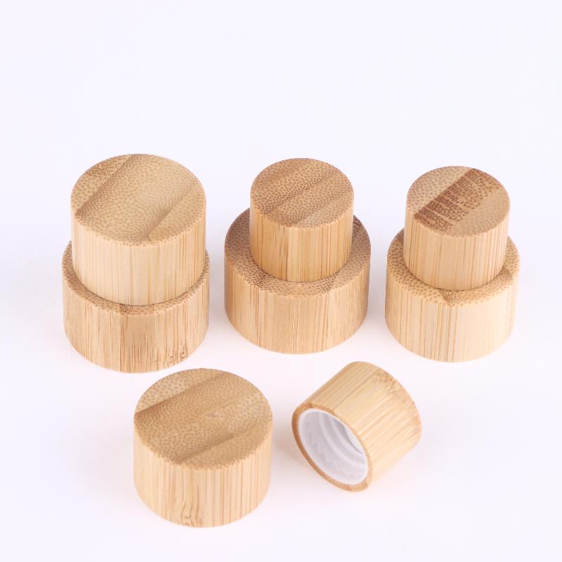 1/5 Pcs Eco-friendly Screw Bamboo Bottle Caps With Reducer Replace Empty Bottle Caps With Drop Plug Real Bamboo Cover Screw Cap