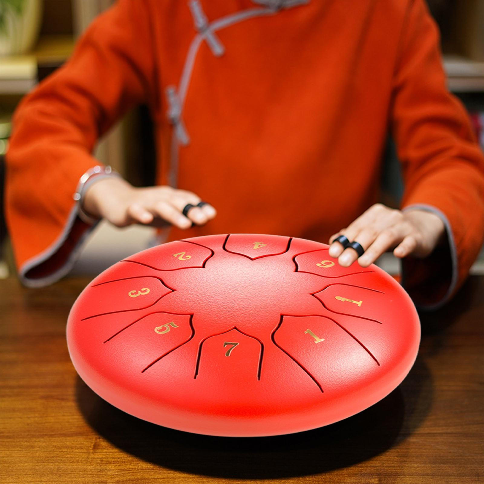 

Хэнд Пэн Барабан Развивающая игрушка 6 дюймов 8 тонов Перкуссионный инструмент для медитации Музыкальный красный