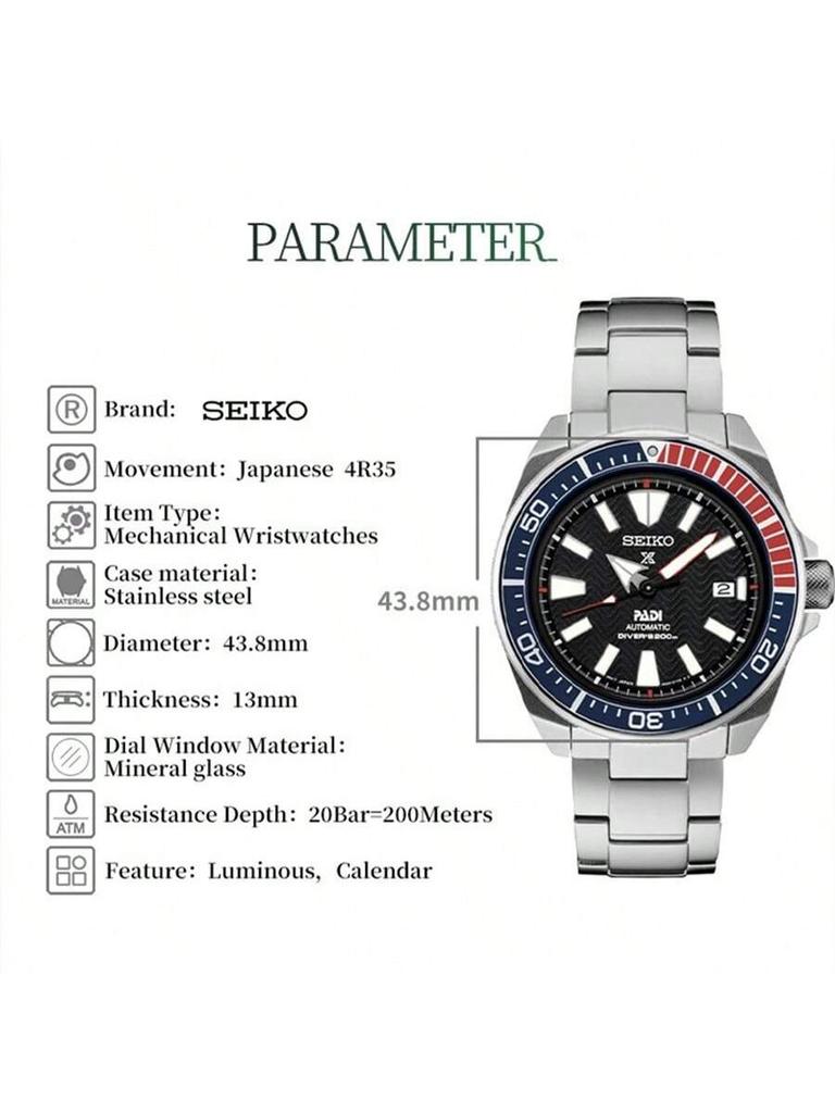 Seiko Prospex X PADI Samurai Diver's 200m Automatic Men's Watch SRPB99J1