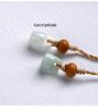 Ancient Style Hand-Woven Olive Pit & Jadeite Pendant Necklace for Women