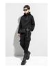 Custom Dark Style Women's Two-Piece Look Hooded Sweatshirt with Waist-Cinched Patchwork - Trendy European & American Design