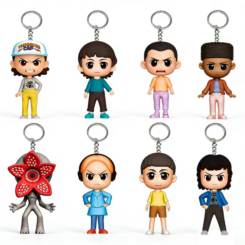 

Stranger Latest Things Mini Chibi Polyvinyl Chloride Material Action Figures Jane Ives Will Byers Mike Wheeler Adorable Key Ring Present for Fans
