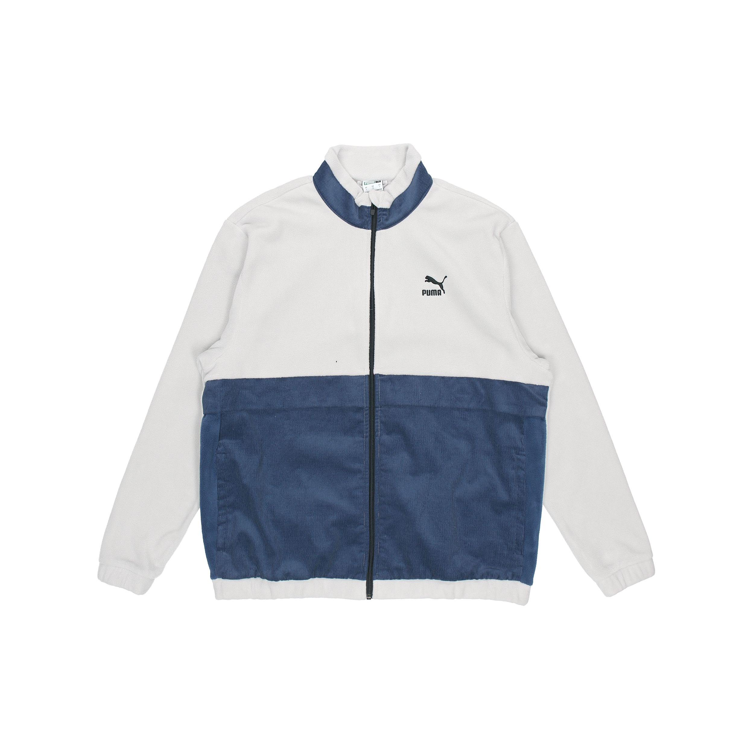 PUMA Winter Retro polar fleece Splicing Stand Collar logo Jacket light grey Men s 531274-09 S