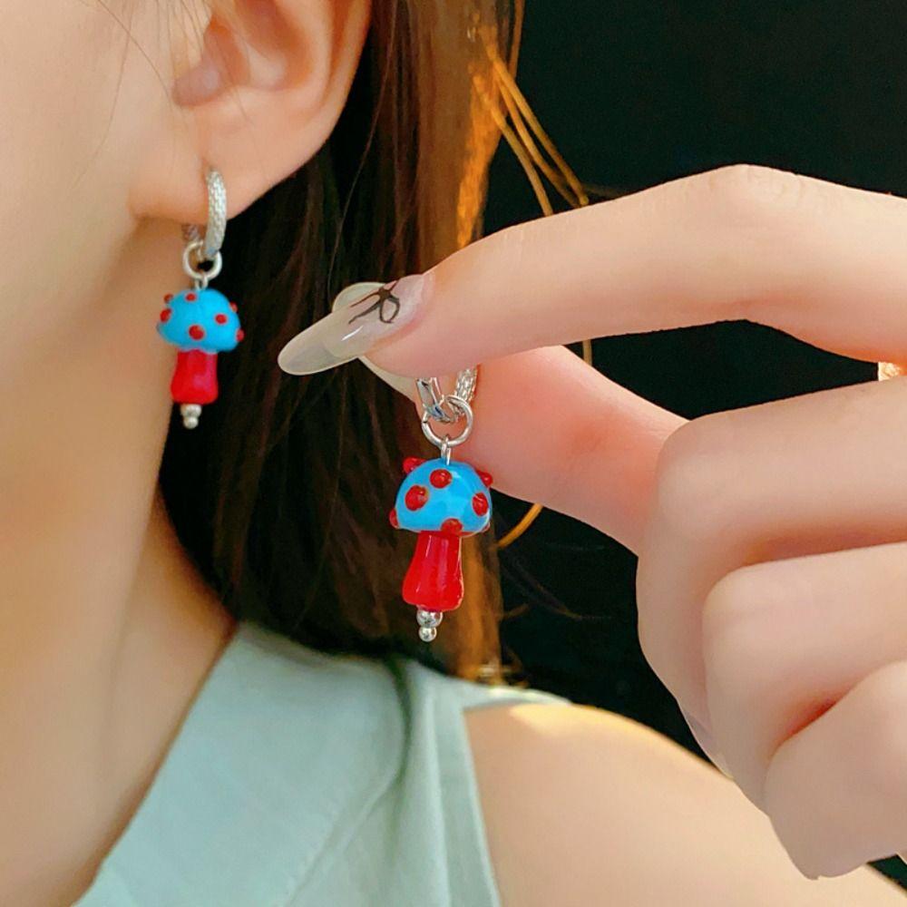 Vintage Mushroom Earrings Earrings Buckle Cute Earring Cute Dangle Earring Women