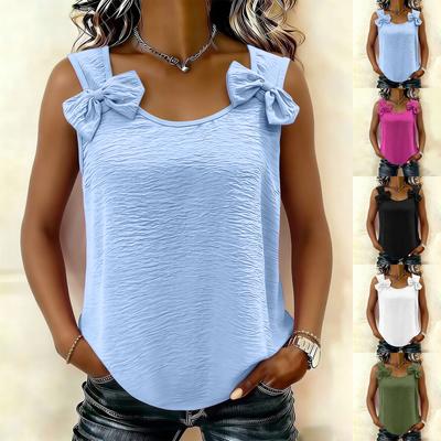 Women's Casual Fashion Color Cotton Linen Sleeveless Top