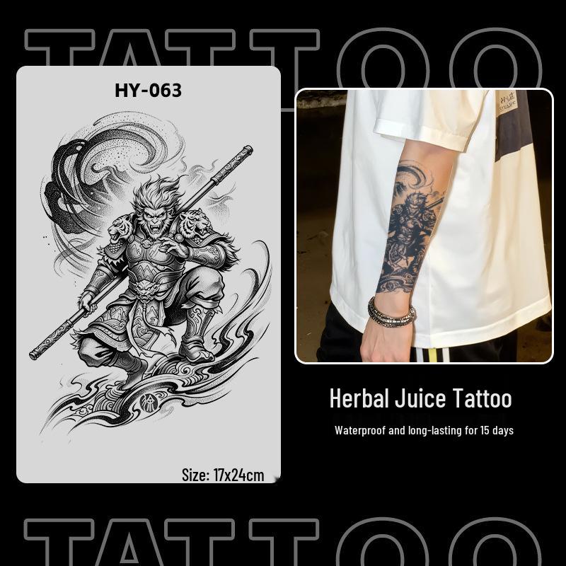 Japanese Traditional Tattoo Waterproof Sticker: Men's Long-lasting Floral Arm Pattern.
