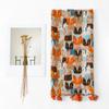 Bohemian Cat Pattern Tassel Scarf Large Animal Print Scarves Elegant Printed Silk Scarf  Outdoor