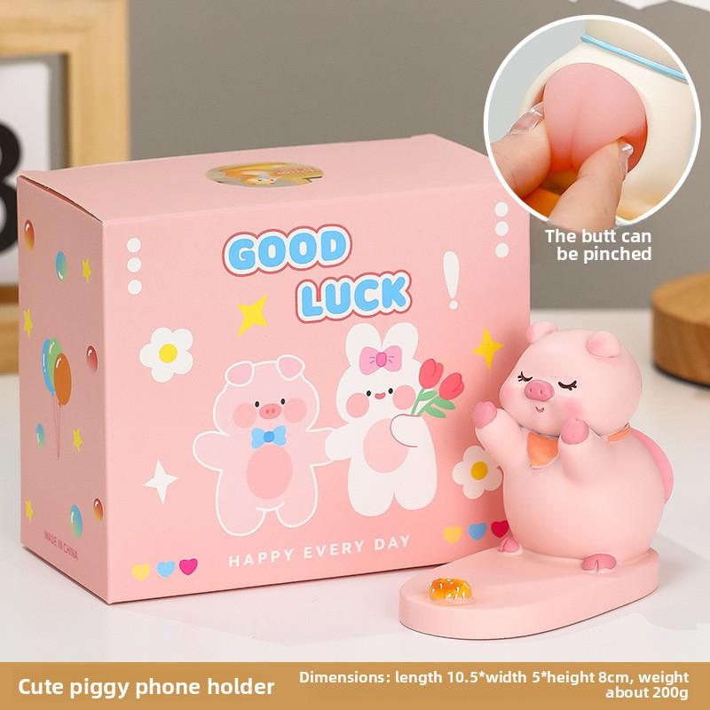 New Model "Pig Butt" Mobile Phone Stand - Desktop Decoration Item, Office Workstation Phone Holder, Girl-themed Stress-relieving Stand