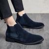 Men's Plus Size High-Top Suede Chelsea Boots, Pointed Toe, Short, for Autumn/Winter.