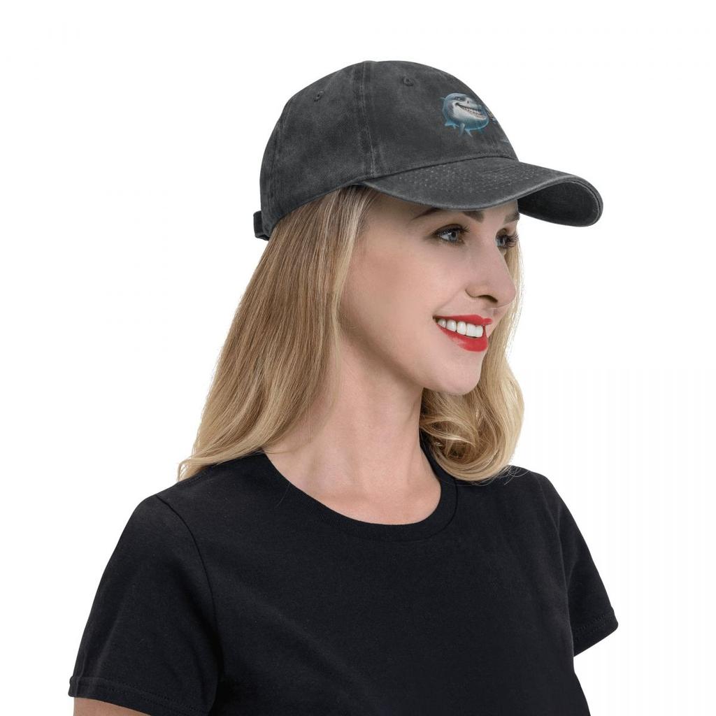Great White Smile, Say Cheese Baseball Caps Vintage Denim Washed Headwear Unisex Style Outdoor Running Hats