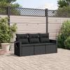 Vidaxl 3-Cz. Set da Salotto per Giardino, Cuscini, Rattan Nero PE