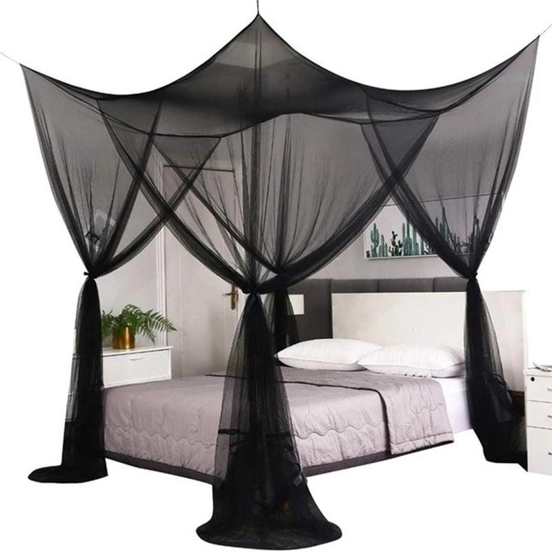 190*210*240cmSexy Mosquito Net Palace Four Door King/Queen Double Size Home Single Bed Prevent Insect Outdoor Square Grace White Canopy Net