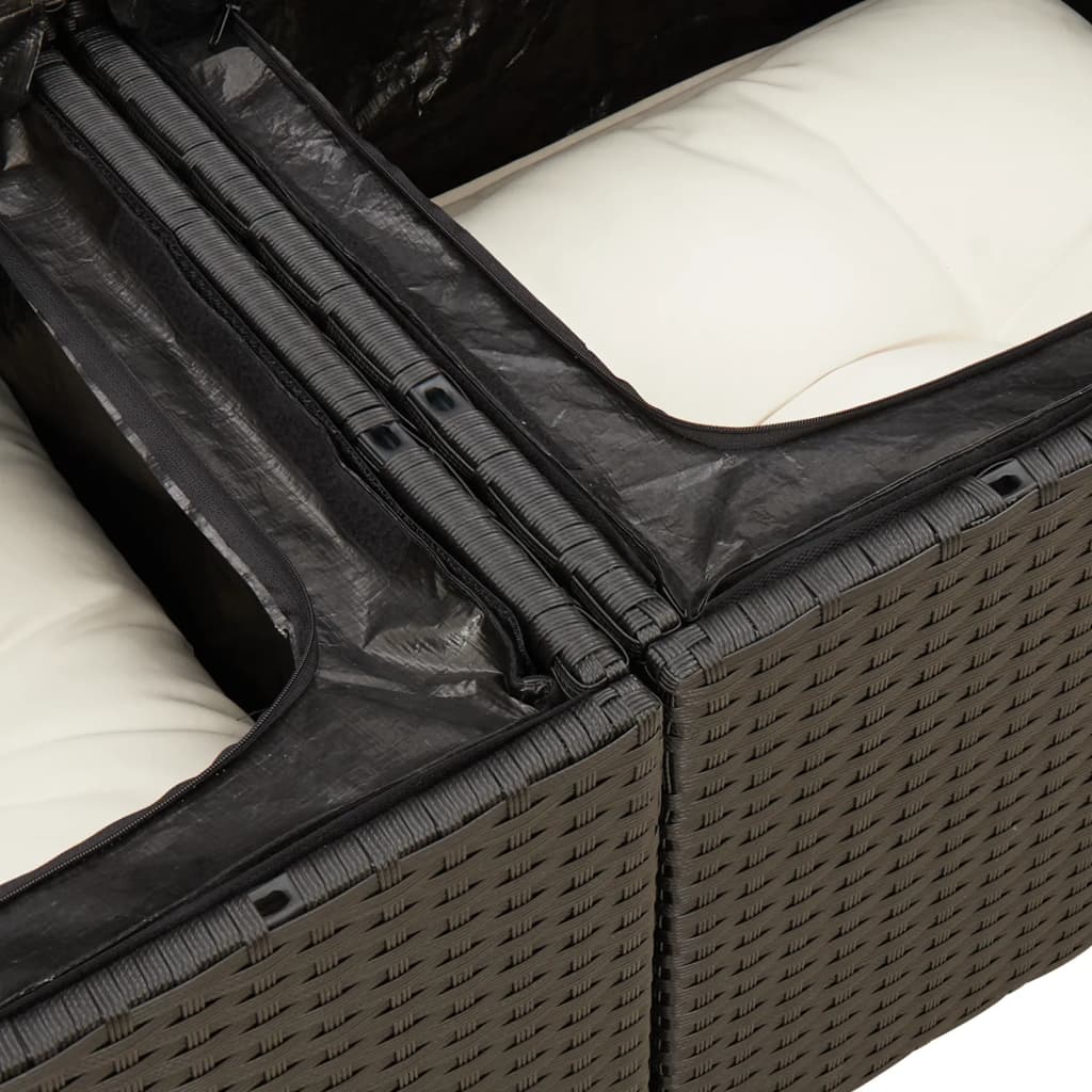 Vidaxl 13-Cz. Garden Furniture Set, Cushions, Black, Rattan PE
