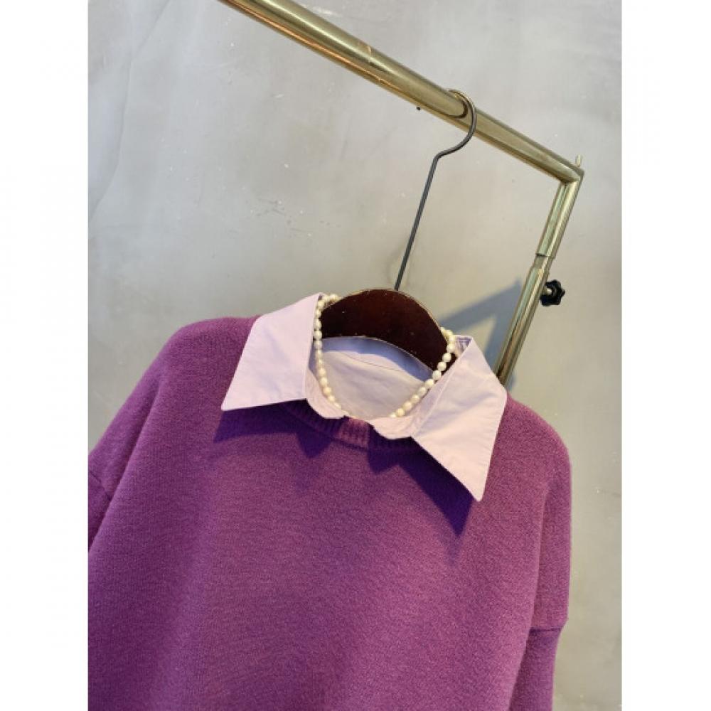 C S In The Room Women S baSiC Round neCk Knit aSymmetriCal Shirt Set