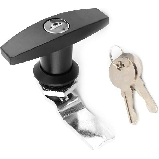 T Handle Door Lock, Trailer Locking Latch, RV Garage Door Lock, Suitable for Trailers and RV Tops, Etc(Black)