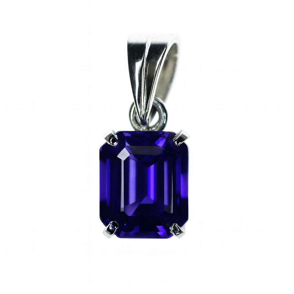 20.05 Ct Natural Blue Sapphire Emerald 925 Sterling Silver Pendant