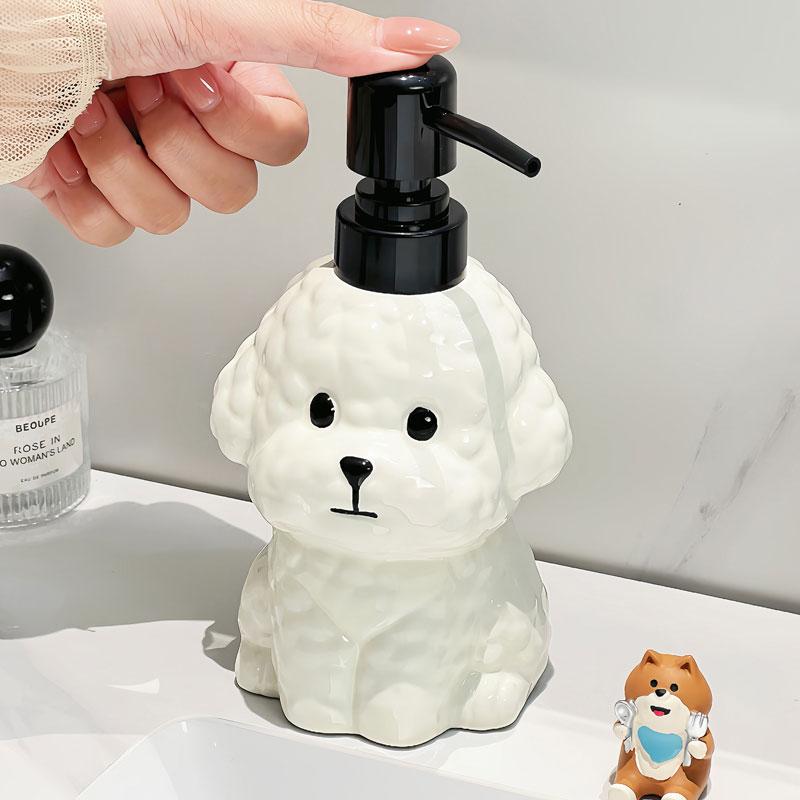400ml Soap Dispenser Small Dog Ceramic Press Bottle Hand Sanitizer Bottle Household Bathroom Creative Dispensing Bottle