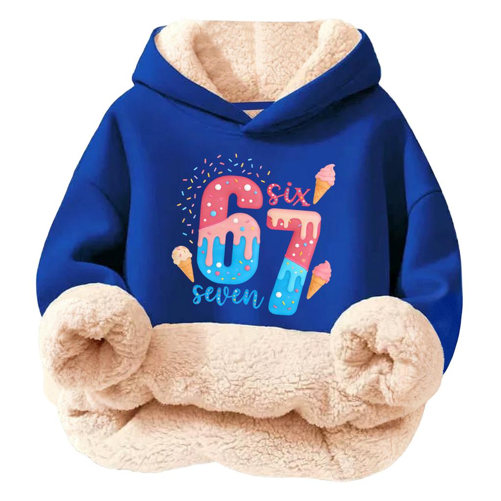 Children's Fashionable Printing Casual Fleece Hooded Loose Fit Hoodie Without Pockets