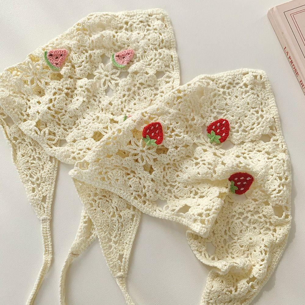 Flower Floral Knitted Headband Sweet Crochet Bandana Vintage Bohemian Hair Band  Girls