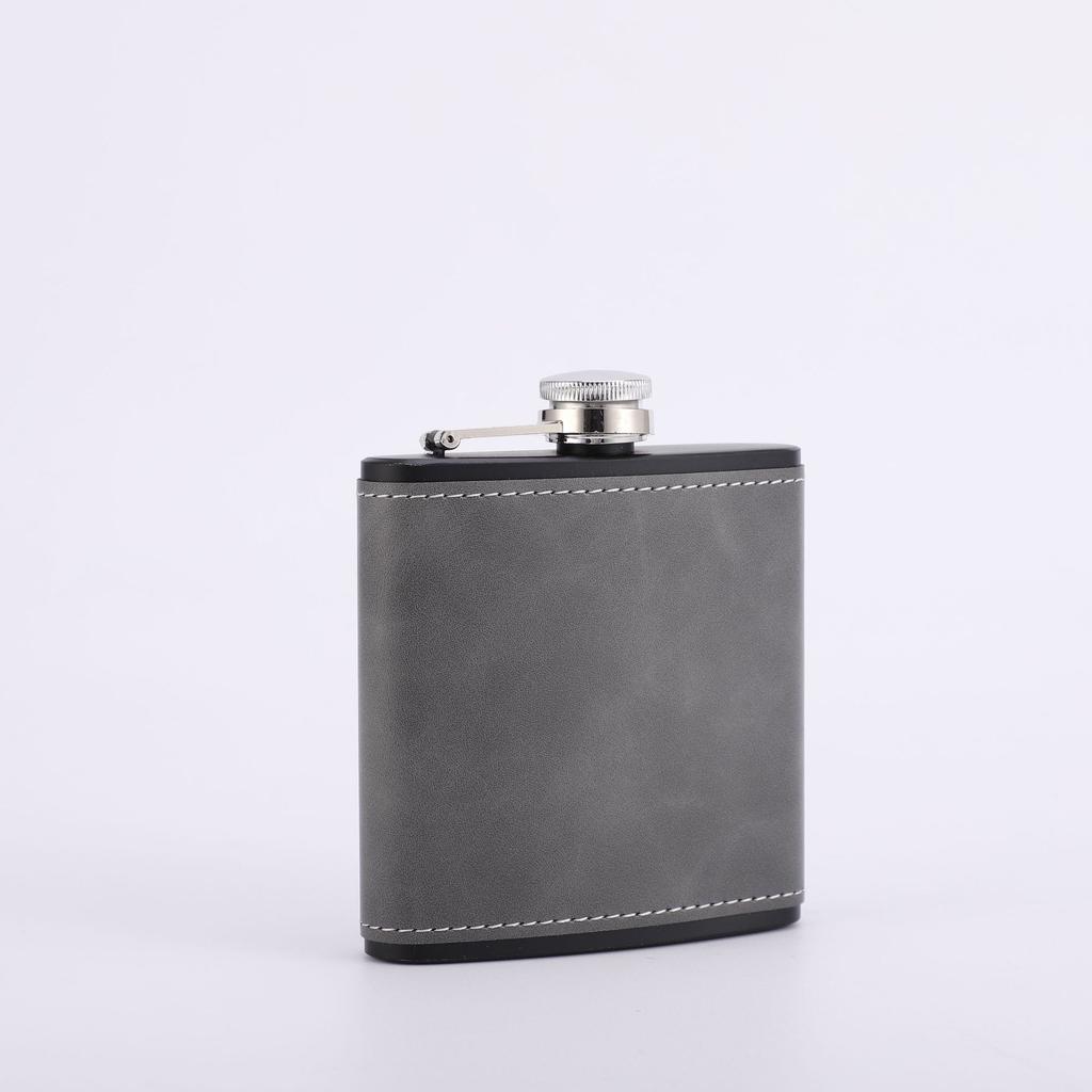 6/8oz Portable 304 with Leather SS Flagon Whiskey Vodka Wine Pot Hip Flask Set Alcohol Drinking Pocket Bottle Outdoor Custom