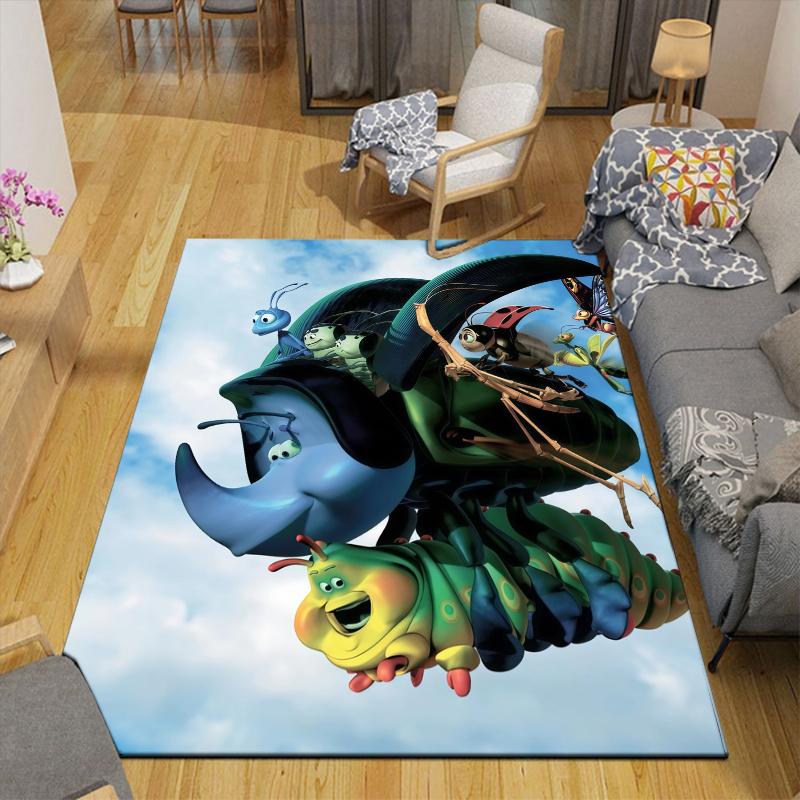 A Bug's Life Home Sofa Decoration for Living Room & Bedroom, Non‑Slip Play Flannel Floor Mat for Game Room
