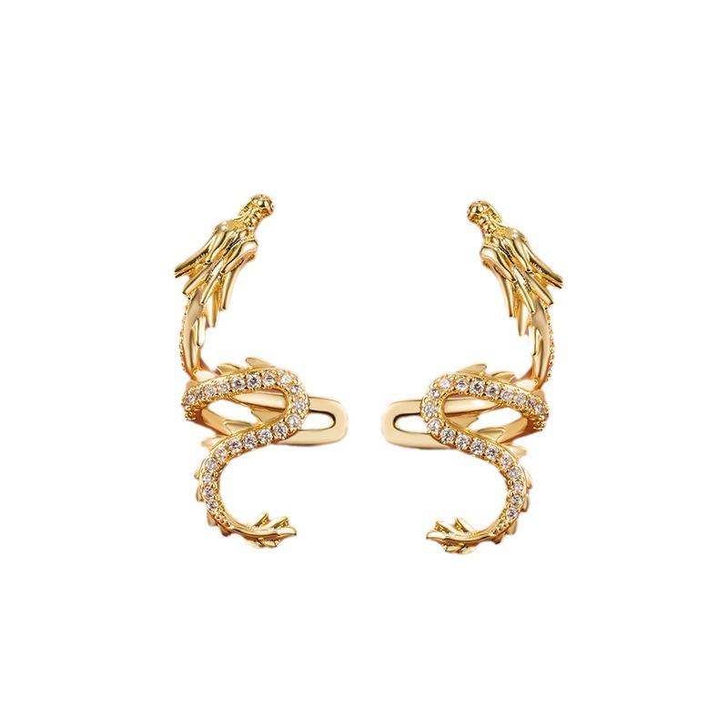 1 Pcs 925 Sterling Silver No-piecing Zircon Dragon Clip Earring For Women Girls Fake Ear Cuff Jewelry Brincos Bijoux Femme