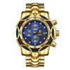 Luxury Gold Men's Quartz Watch Big Dial Chronograph Date Wristwatch Waterproof Business Casual Timepiece for Men