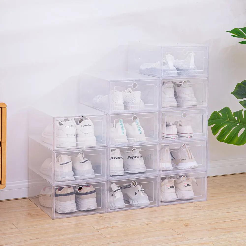 1pc/3pcs/5pcsTransparent Plastic Shoes Case Thickened Drawer Case Plastic Shoe Boxes Stackable Box Shoe Organizer Shoebox
