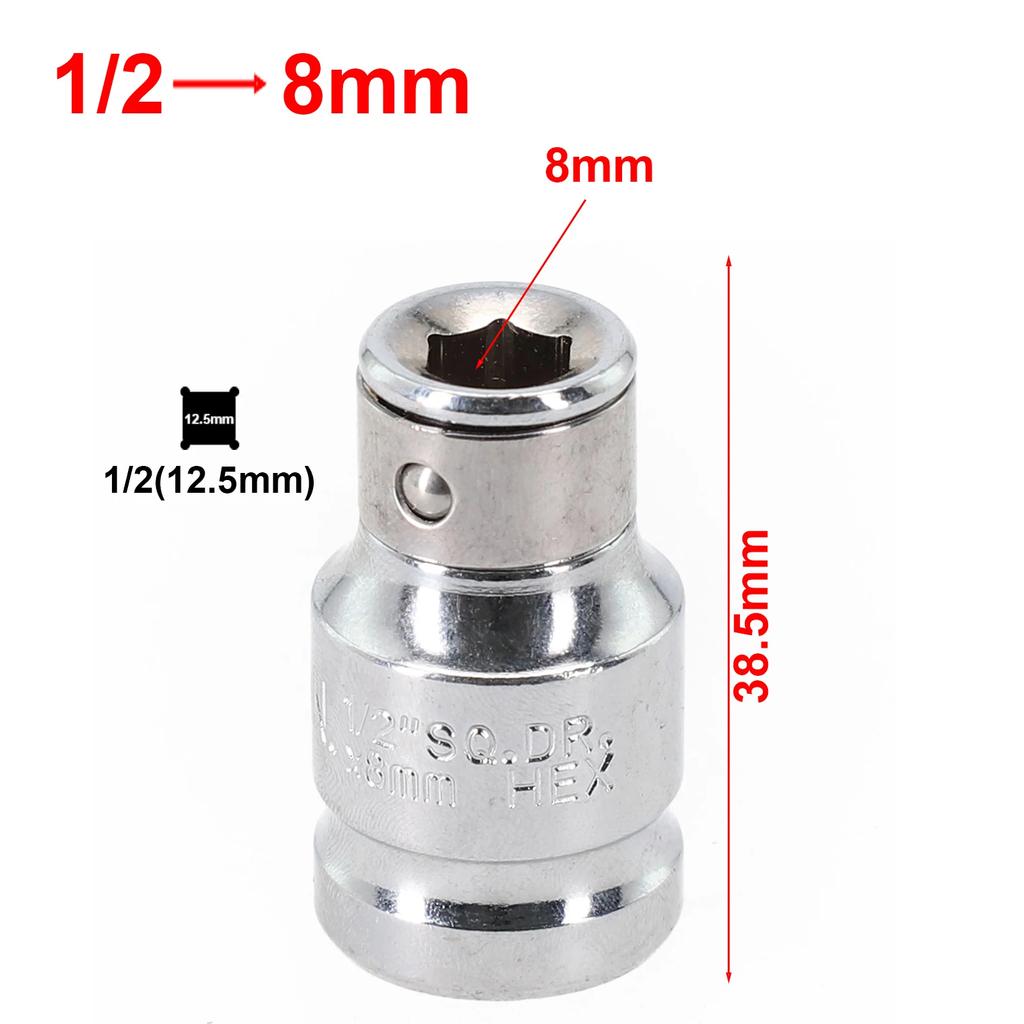 8 Types 1pc Impact Socket Adapter 1/2 To 1/4 1/4 3/8 Square Nut Quick Wrench Ratchet Adapter Converter Hexagon Socket Tool Parts