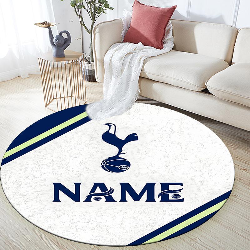 Custom Name,Tottenham Hotspur pattern round rug,Carpet Rug for Living Room Bedroom Playroom ,Non-slip Floor Mat,Holiday Gifts and Birthday Gifts.