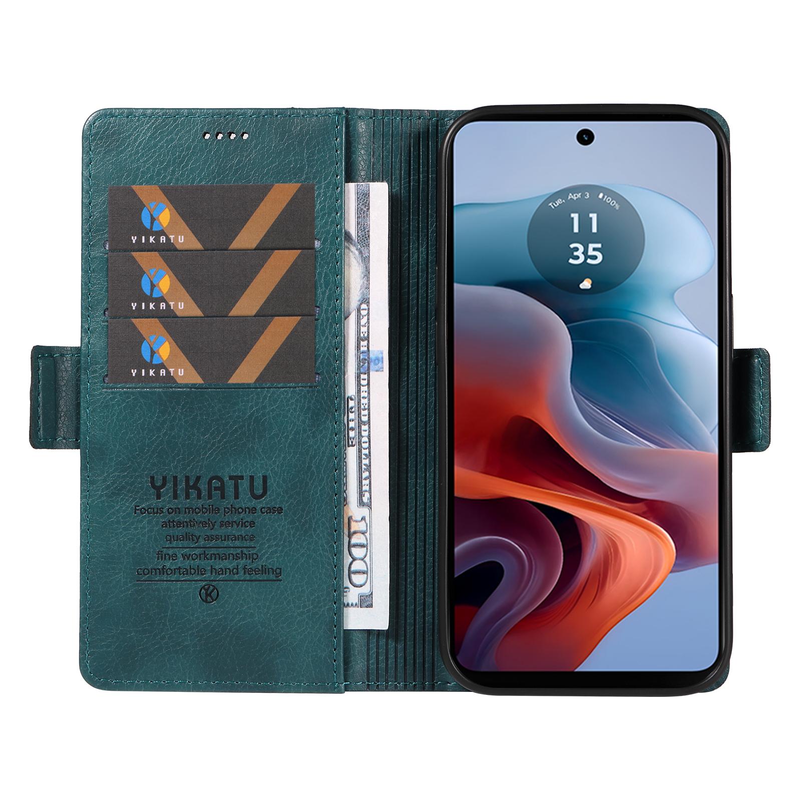 

YIKATU YK-007 For Motorola Moto G45 5G/G34 5G Case PU Leather Wallet Protective Phone Cover Blue