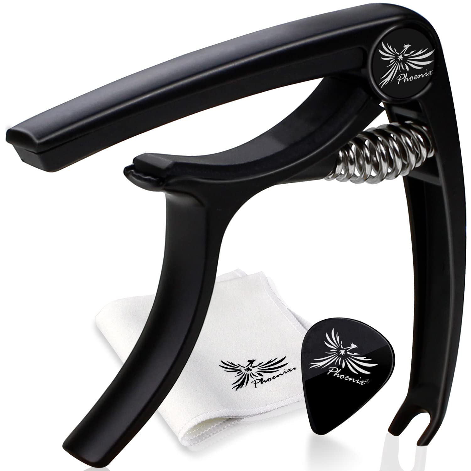

Phoenix Capo Tast One Touch Guitar Fiber Гарантия на ЧЕРНЫЙ [тип SH] каподастр/салфетку для чистки/медиатор/производитель Set 4