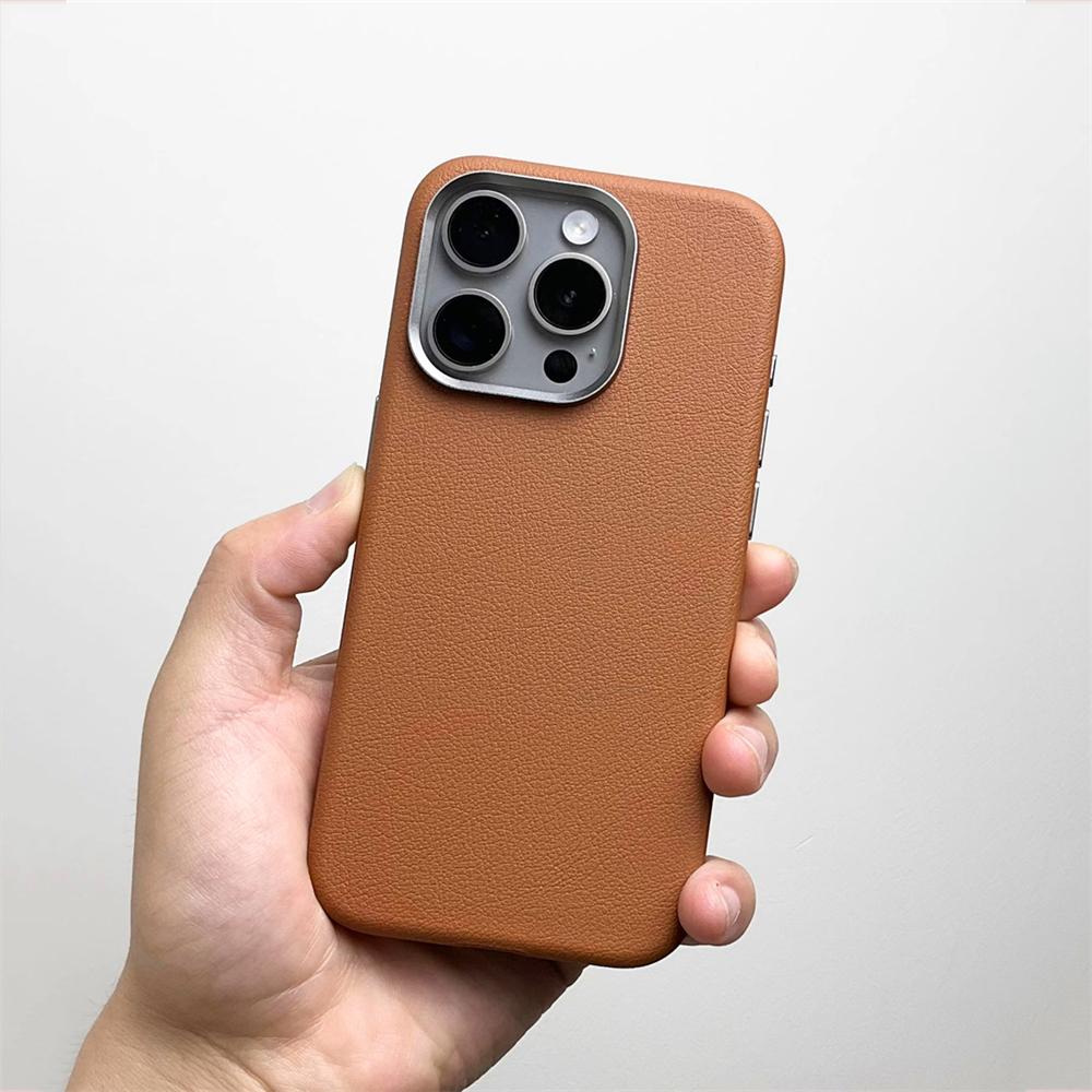 Luxury Business Leather PU For Magsafe Case For iPhone 16 15 14 Pro Max Magnetic Wireless Charging Metal Lens Shockproof Cover