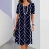 2026 Summer Fashion Personality Printing O-neck Short-sleeved Loose Dress Female Sexy Party Dress