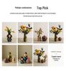 Retro Painted Ceramic Flower Vase Ornament for Living Room or Entryway Decor