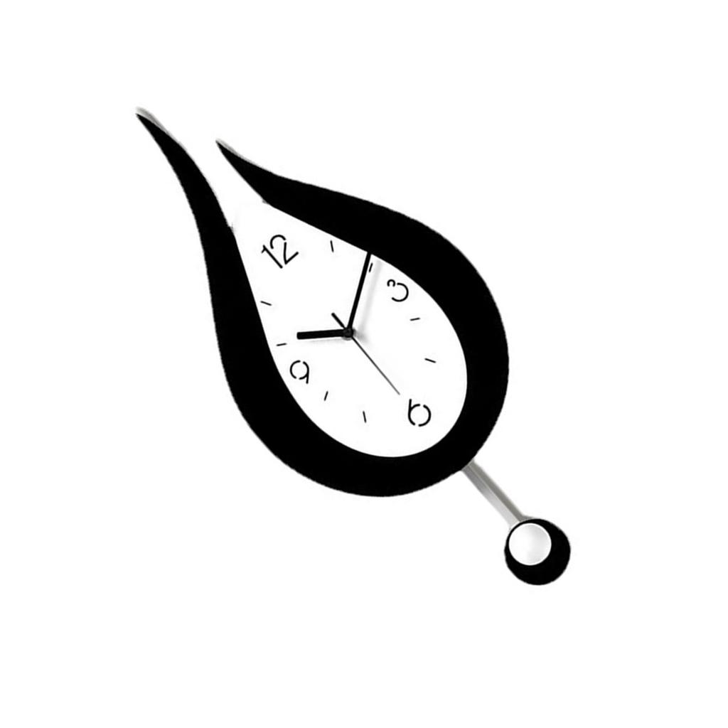 Decorative Wall Clock Water Drop Shaped Acrylic Modern Numerals Wall Clock with Pendulum for Living Room Decor