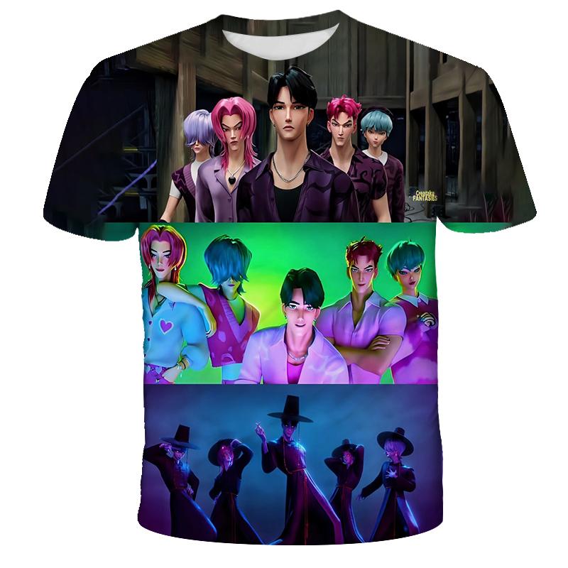 KPop Dämonenjäger Tiger Girls Boys T-Shirt K-Pop Dämonenjäger Kinderbekleidung T-Shirts Niedliches Cartoon-Print T-Shirt Tops