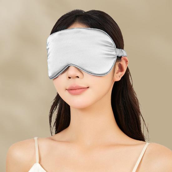 Silk Satin Sleep Mask Contoured Blindfold Bag Portable Airplane with Storage Set Adjustable Sleep Mask