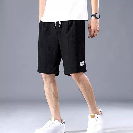 Pantaloni scurți din mătase de gheață pentru bărbați, sport subțiri, capris plisați, picior drept, largi, tendințe la modă, pantaloni casual, pantaloni de plajă