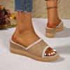 Summer Open-toe Wedge Slippers Women's 2025 New Plus-size Muffin Platform Lace Sandals