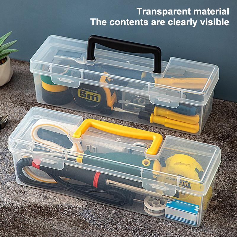 Transparent Handheld Toolbox Portable Large Capacity Thickened Plastic Hardware Tool Storage Box With Handle Tool Organizer Box