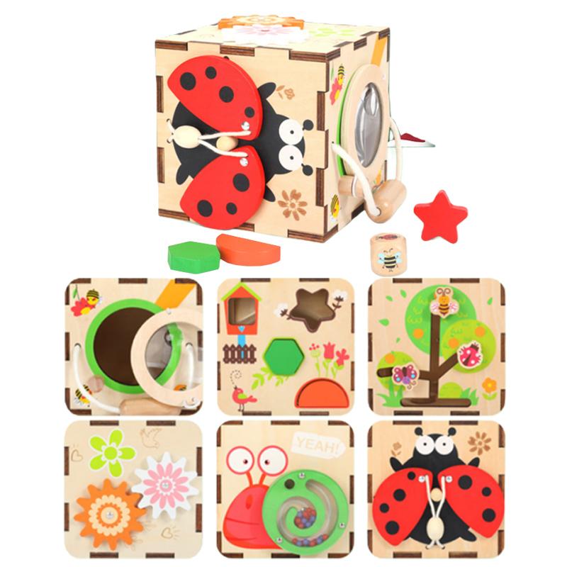 Wooden Activity Cube Busy Board Montessori Toys for Kids Fine Motor Skill Training Autism Sensory Box Parish Educational Games
